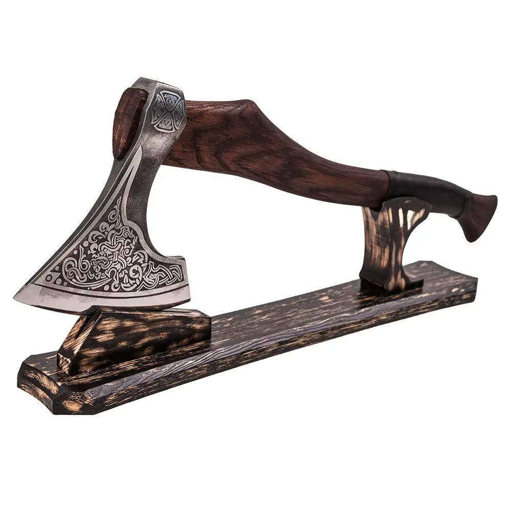 Varangard Wooden Axe Display Stand — Pine & Ash, Knock-Down Design