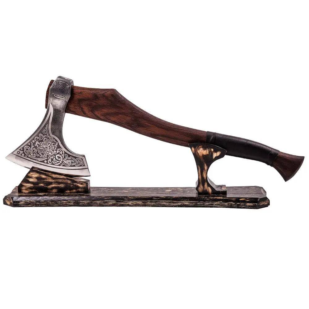 Varangard Wooden Axe Display Stand — Pine & Ash, Knock-Down Design