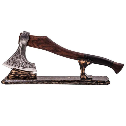 Varangard Wooden Axe Display Stand — Pine & Ash, Knock-Down Design