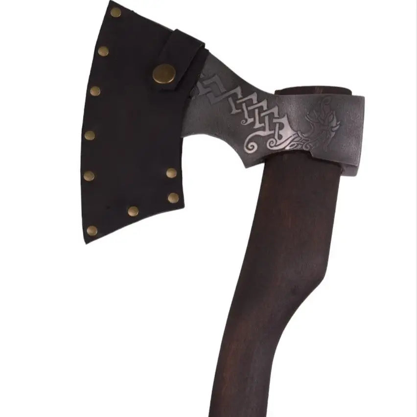 Varangard Tactical Axe Head Sheath — Crazy Horse Leather, Rivet-Reinforced, Belt/Pack Loop
