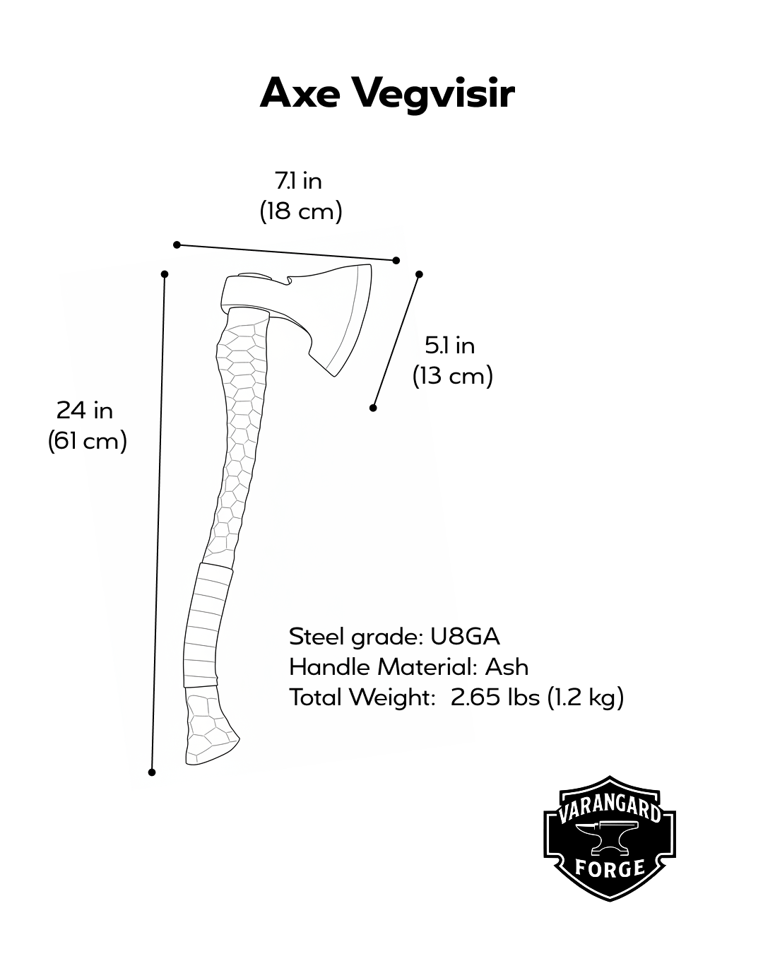 Hand-Forged Axe Vegvisir U8GA Steel Gorillas BBQ TR10
