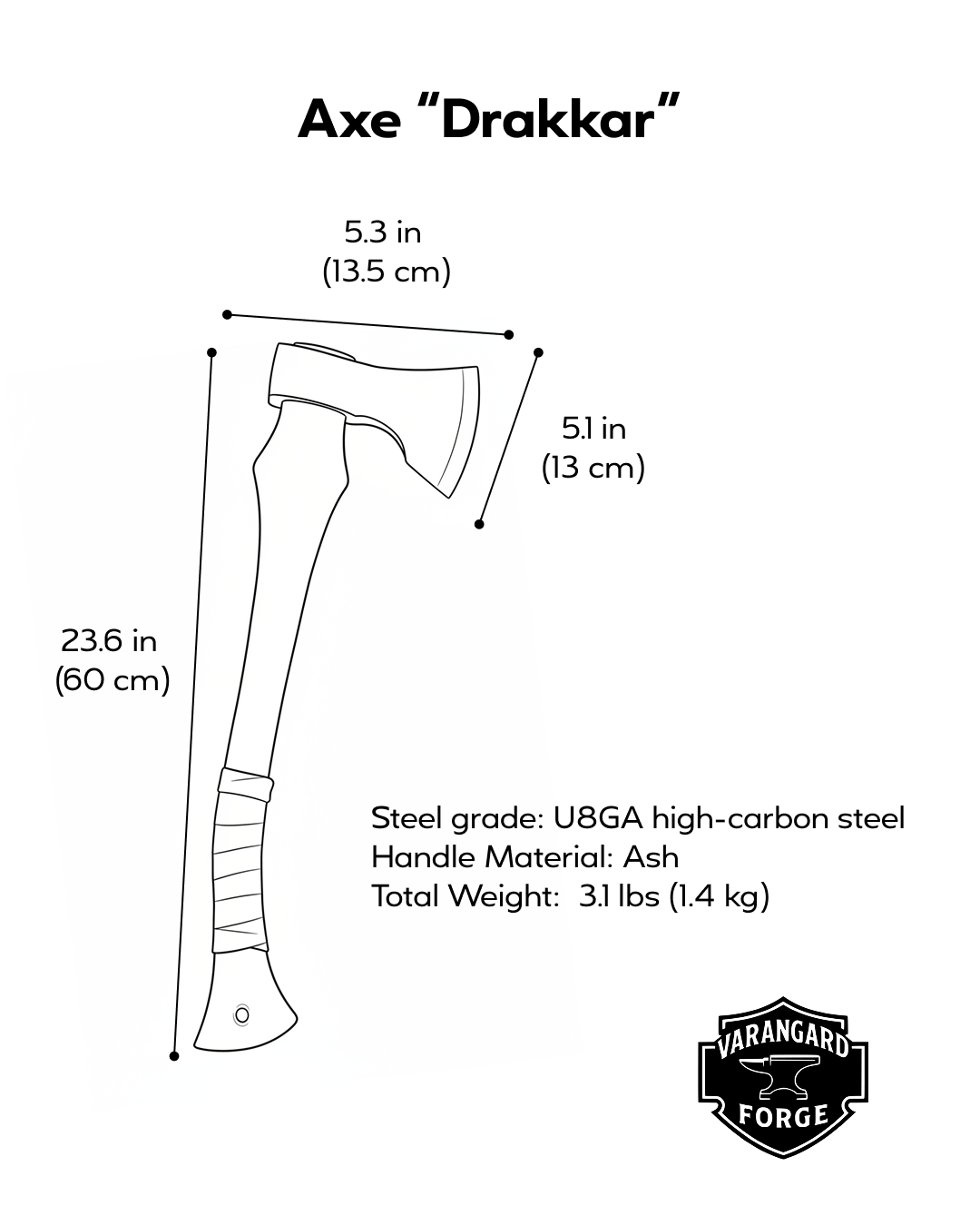 Handmade Axe “Drakkar” – U8GA Steel Gorillas BBQ TR31