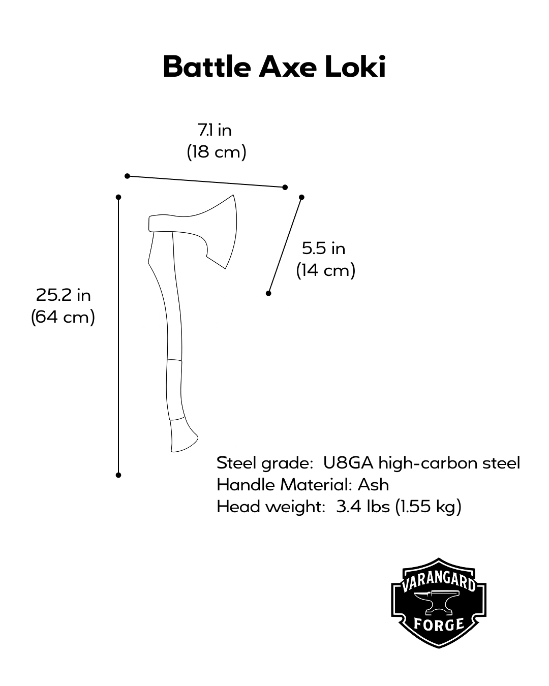Scandinavian Battle Axe Loki U8GA Steel Gorillas BBQ TR17