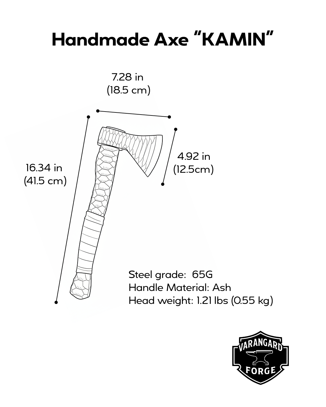 Exclusive Handmade Axe “KAMIN” – 65G Steel Gorillas BBQ TR7