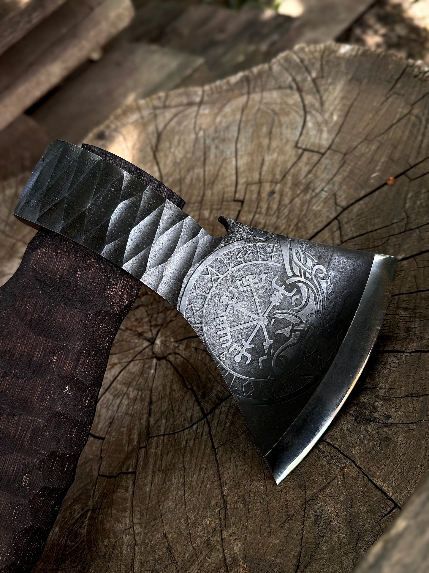 Hand-Forged Axe Vegvisir U8GA Steel Gorillas BBQ TR10