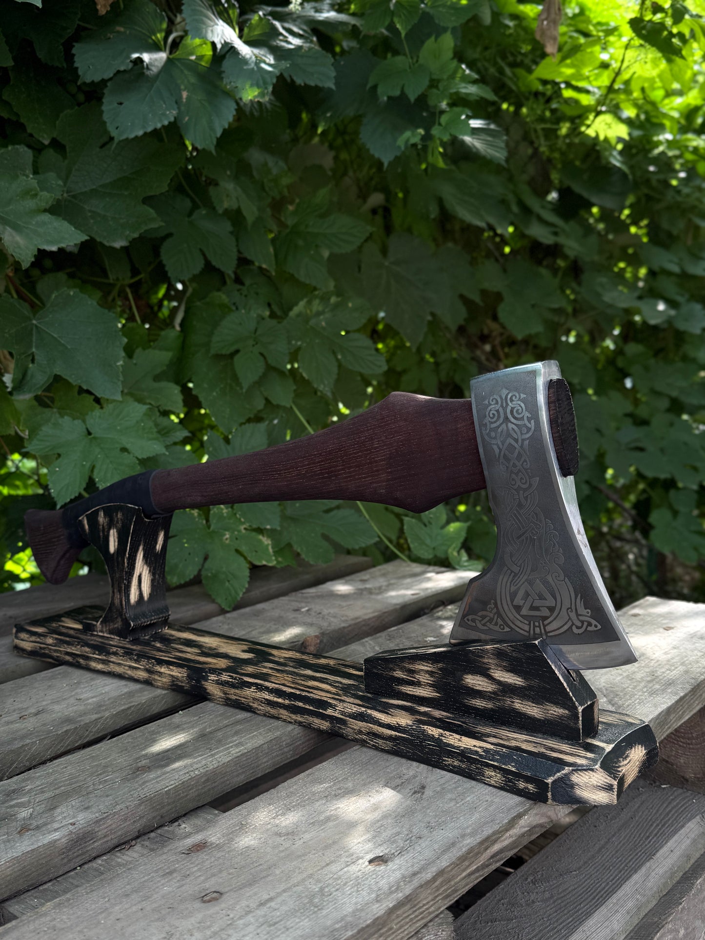 Handmade Engraved Axe “Runes” – U8 Steel Gorillas BBQ