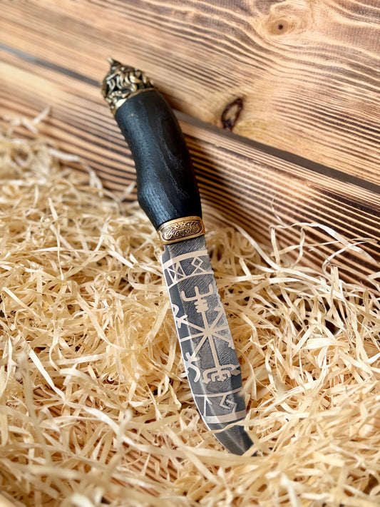 VIKING Gorillas BBQ Knife with Etched Blade, 50x14MF Steel