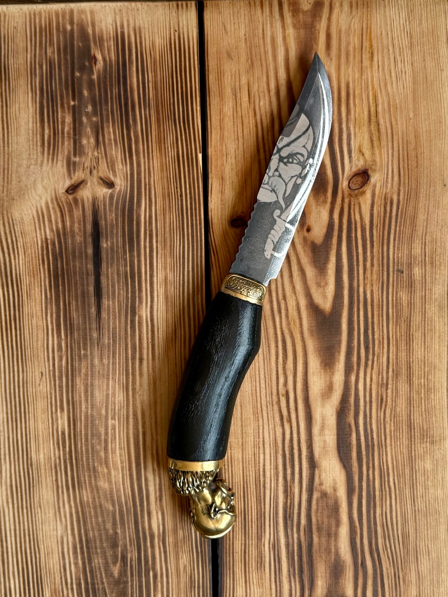 Hetman SIRKO Gorillas BBQ Knife with Etched Blade, 50Cr14MoV Steel