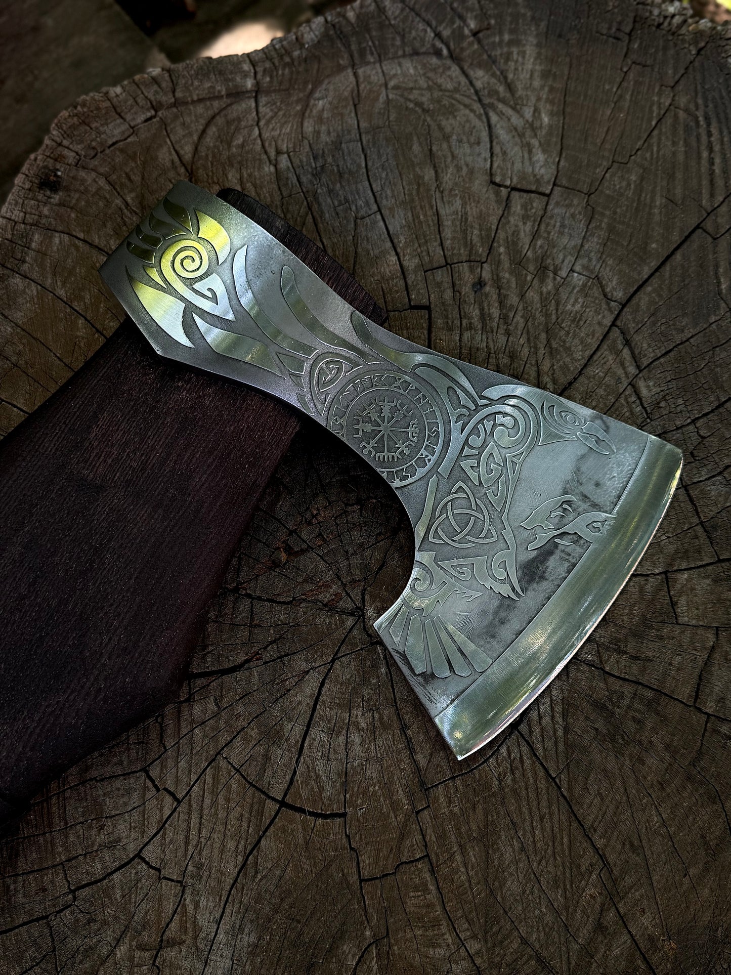 Scandinavian Odin’s Raven Axe – U8 Steel, Gorillas BBQ TR48