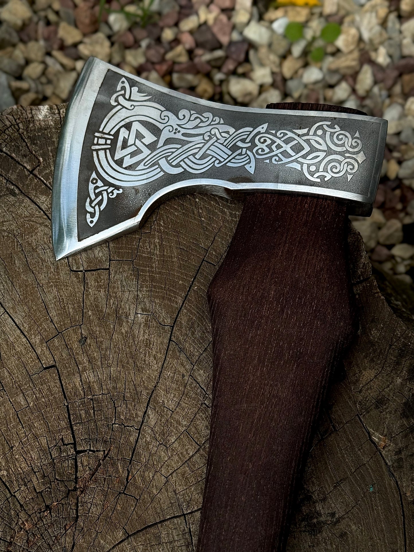 Handmade Engraved Axe “Runes” – U8 Steel Gorillas BBQ
