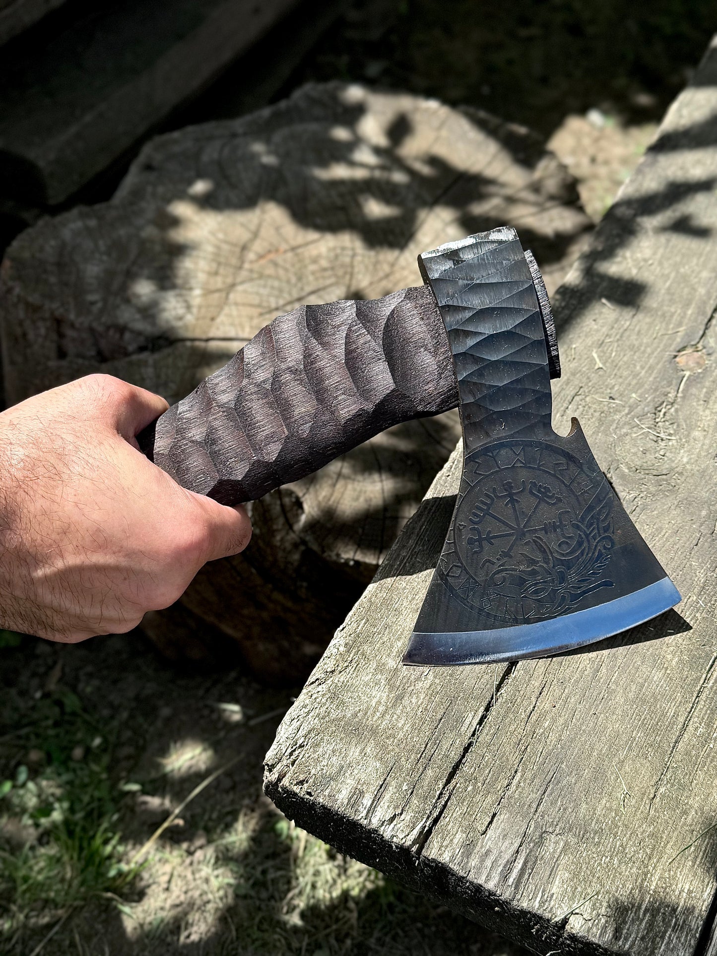 Hand-Forged Axe Vegvisir U8GA Steel Gorillas BBQ TR10