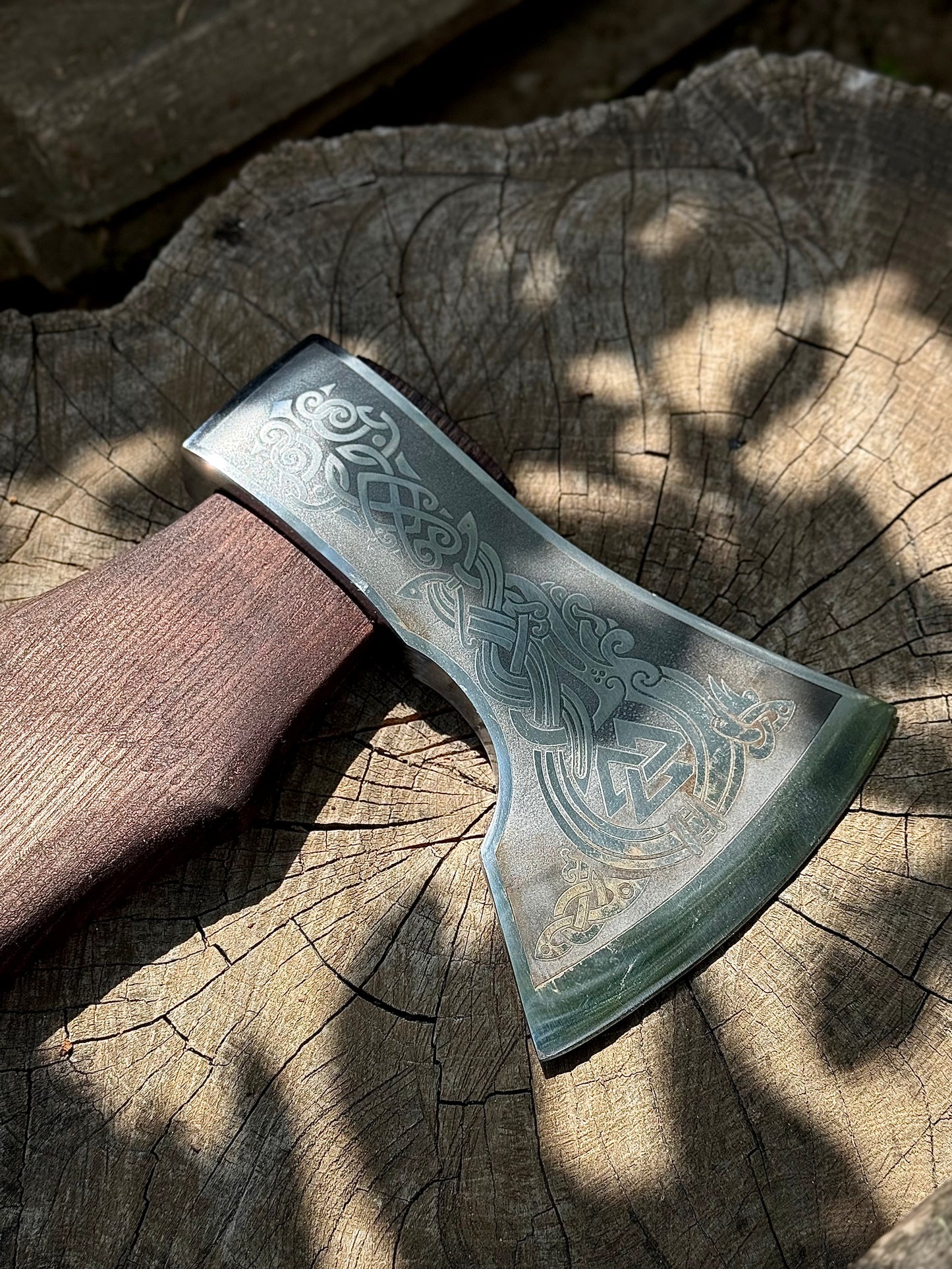 Handmade Engraved Axe “Runes” – U8 Steel Gorillas BBQ