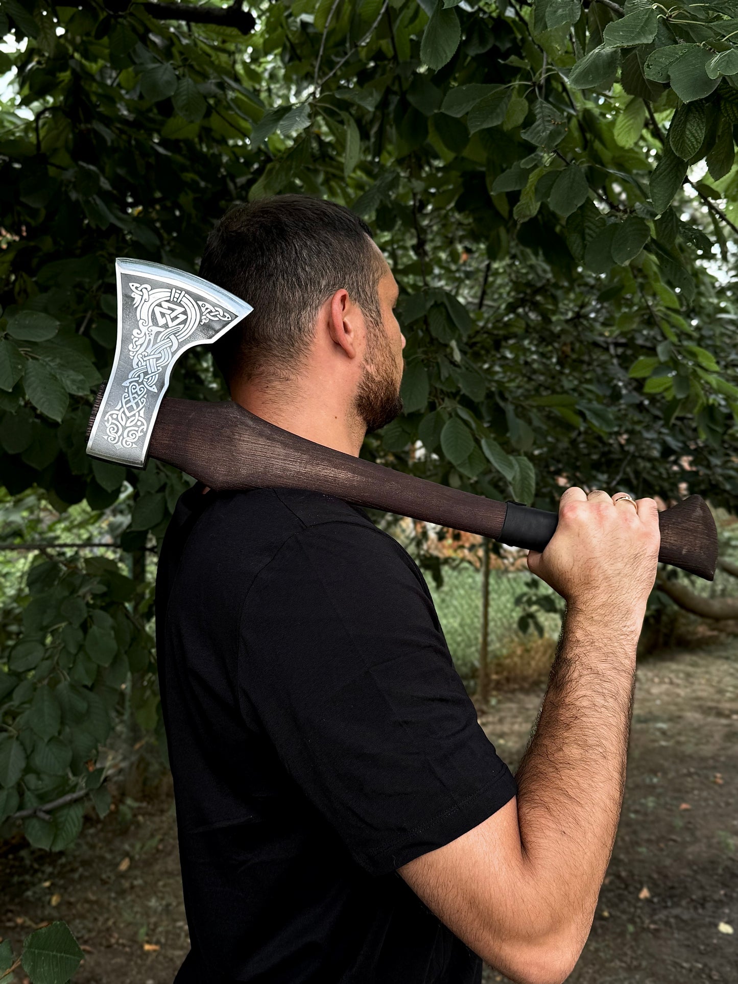 Handmade Engraved Axe “Runes” – U8 Steel Gorillas BBQ
