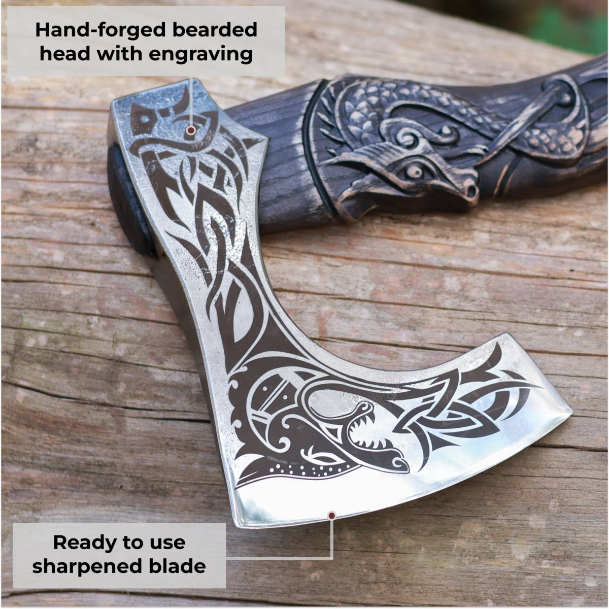 Viking Warrior Axe with Engraved Handle